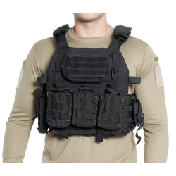 Tactical Balistik Plaka Takılabilen Açık Cepli Siyah Hücum Yeleği
