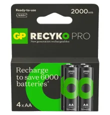 GP Batteries Recyko Pro AA Kalem Ni-Mh Şarjlı Pil, 1.2 Volt, 4’lü Kart
