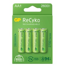 GP Batteries ReCyko 2700 AA Kalem Ni-MH Şarjlı Pil, 1.2 Volt, 4’lü Kart