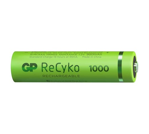 GP Batteries ReCyko 1000 AAA İnce Kalem Ni-Mh Şarjlı Pil, 1.2 Volt, 2’li Kart