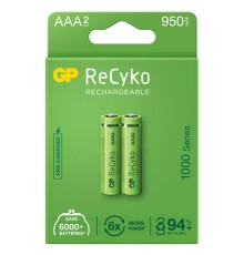 GP Batteries ReCyko 1000 AAA İnce Kalem Ni-Mh Şarjlı Pil, 1.2 Volt, 2’li Kart
