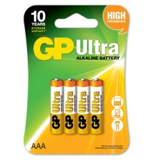 GP Batteries GP24AU Ultra Alkalin LR03/E92/AAA İnce Kalem Pil, 1.5 Volt, 4’lü Kart