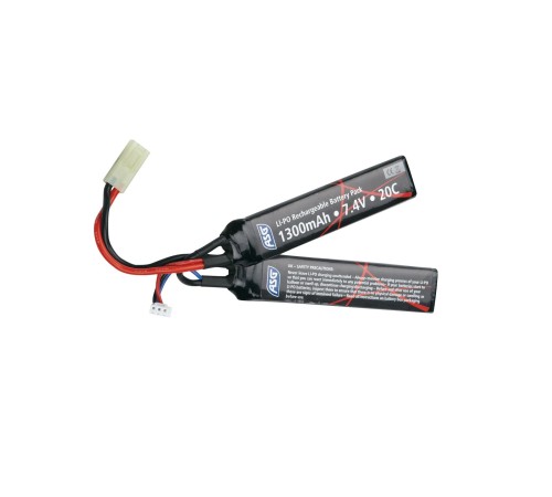 LiPo 7,4 volt 2S 1300 MAH 20C Pil