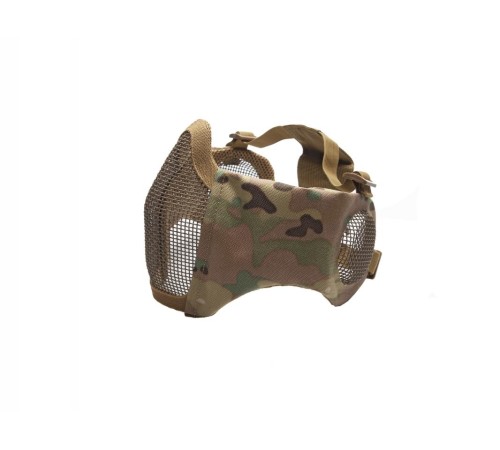 Yanak pedleri ve kulak korumalı ASG Multicam Metal Örgü Maske 19235
