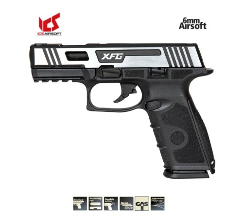 ASG ICS XFG Pistol GBB Airsoft Tabanca - Hairline Siyah/Gümüş