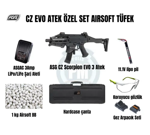 ASG CZ Scorpion  Evo Atek Özel Set Airsoft Tüfek Siyah