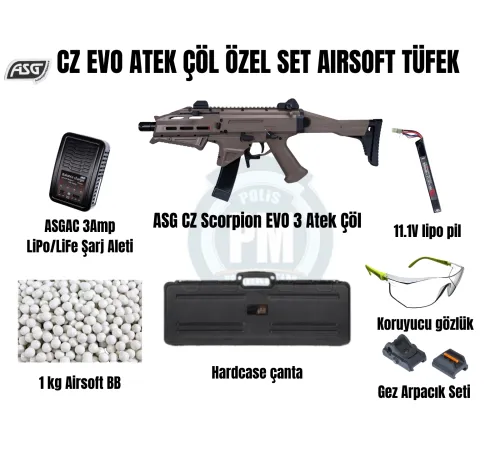 ASG CZ Scorpion  Evo Atek Özel Set Airsoft Tüfek Tan