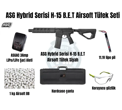 ASG Hybrid Serisi H-15 B.E.T Siyah Airsoft Tüfek Seti