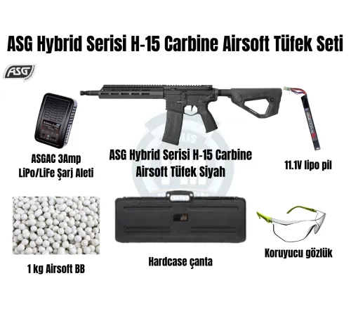 ASG Hybrid Serisi H-15 Carbine Siyah Airsoft Tüfek Seti