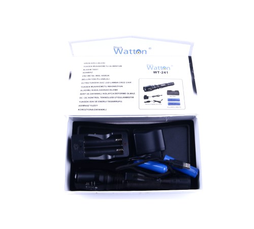 Profesyonel Tx6 Şarjlı Zoomlu El Feneri Watton Wt-241