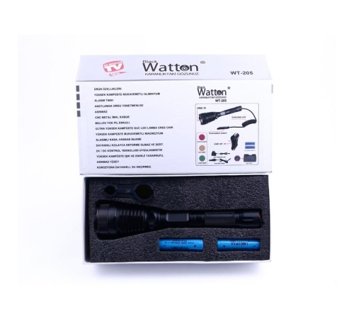 Orjinal 800 Lümen T6 Özel Avcı Feneri Watton Wt-205