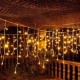 16 Saçaklı 4 mt Dekoratif 96 Led Işık Sarkıt Sarı Renk İp Perde