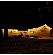 16 Saçaklı 4 mt Dekoratif 96 Led Işık Sarkıt Sarı Renk İp Perde