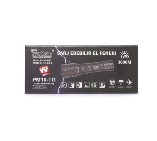 3000 Lümen  Güçlü EL Feneri Watton Wt-600