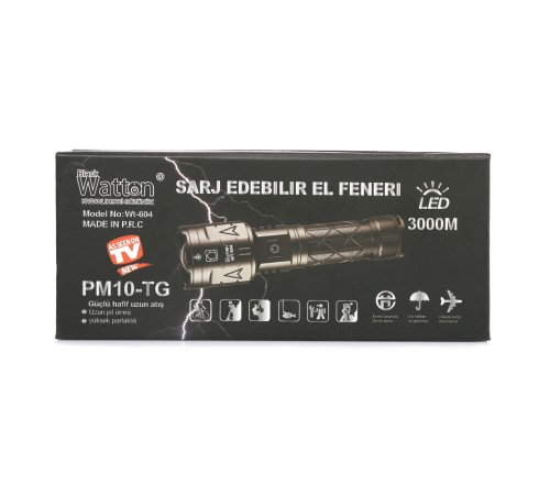 3000 LÜMEN GÜÇLÜ EL FENERİ WATTON WT-604