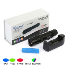 10W 2000 Lümen 4 Renk Güçlü EL Feneri Watton Wt-605