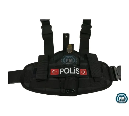 Polis Siyah Renk Çift Yedek Şarjörlü Çift Nokta Askılı Bacak Silah Kılıfı