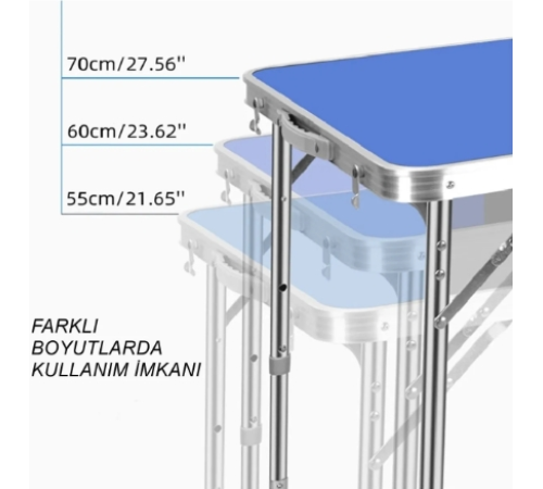 Katlanır Kamp Masası ve Sandalyesi Mavi