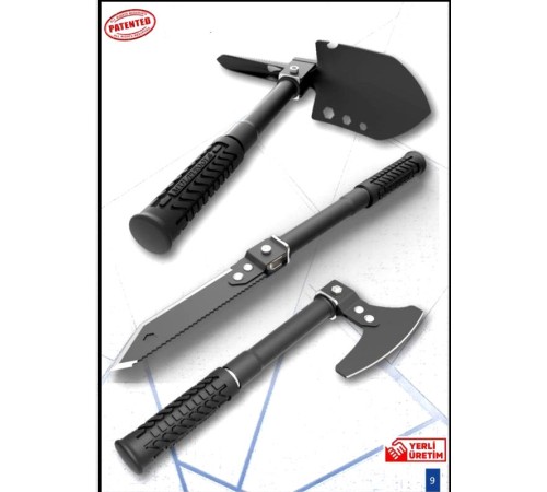Katlanır Kürek Kazma Multitools Kamp Seti