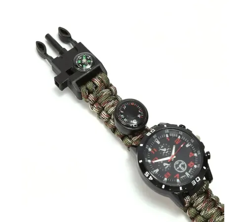 Paracord Bileklik Saat Haki Kamuflaj