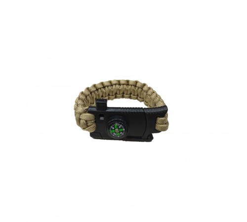 Paracord Bıçaklı & Pusulalı Çöl Rengi Survival Bileklik
