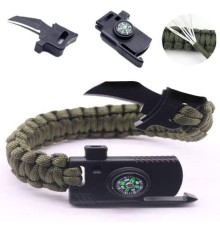 Paracord Bıçaklı & Pusulalı Haki Survival Bileklik