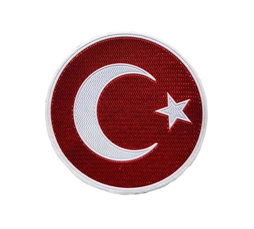 Yuvarlak Türk Bayrağı Kol Arması-Patch Yeni 3 Boyutlu