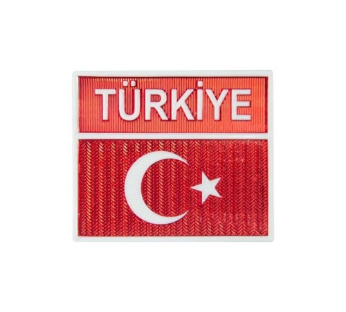 Türk Bayrağı Kol Arması Türkiye Yazılı Yeni 3 Boyutlu