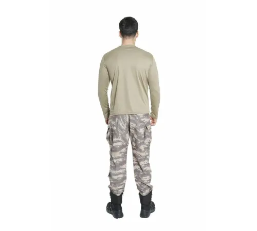 Vogel Tactical Uzun Kollu Yakasız Bej Taktik Tşört
