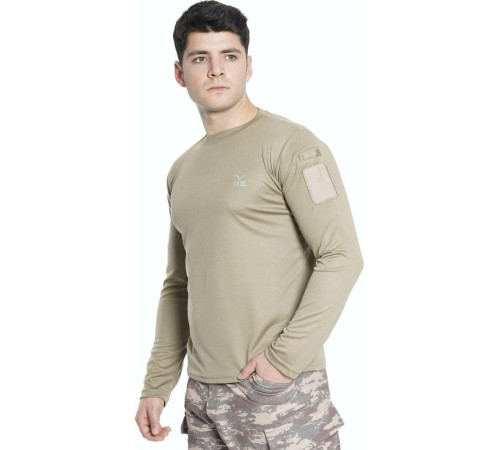 Vogel Tactical Uzun Kollu Yakasız Bej Taktik Tşört