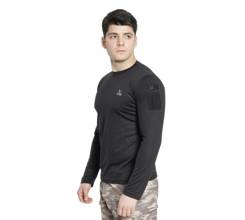 Vogel Tactical Uzun Kollu Yakasız Siyah Taktik Tşört