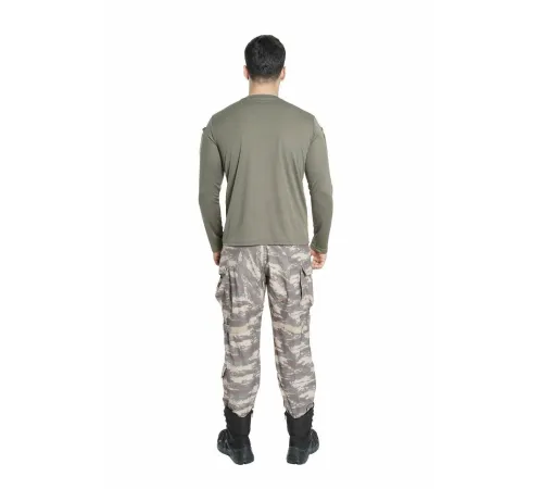 Vogel Tactical Uzun Kollu Yakasız Haki Taktik Tşört