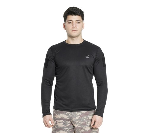 Vogel Tactical Uzun Kollu Yakasız Siyah Taktik Tşört