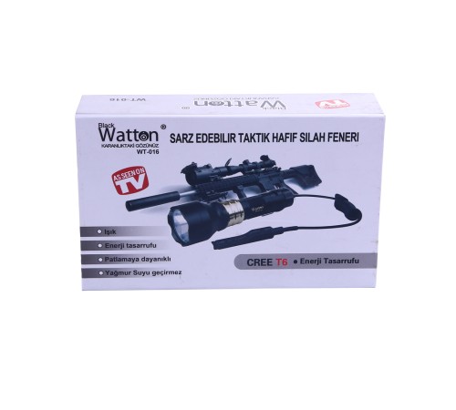 Orjinal 600 Lümen Özel Şarjlı Tüfek Avcı Feneri Watton Wt-016