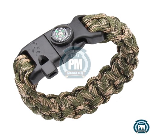 Paracord Bileklik Yeşil - Kahve Kamuflaj